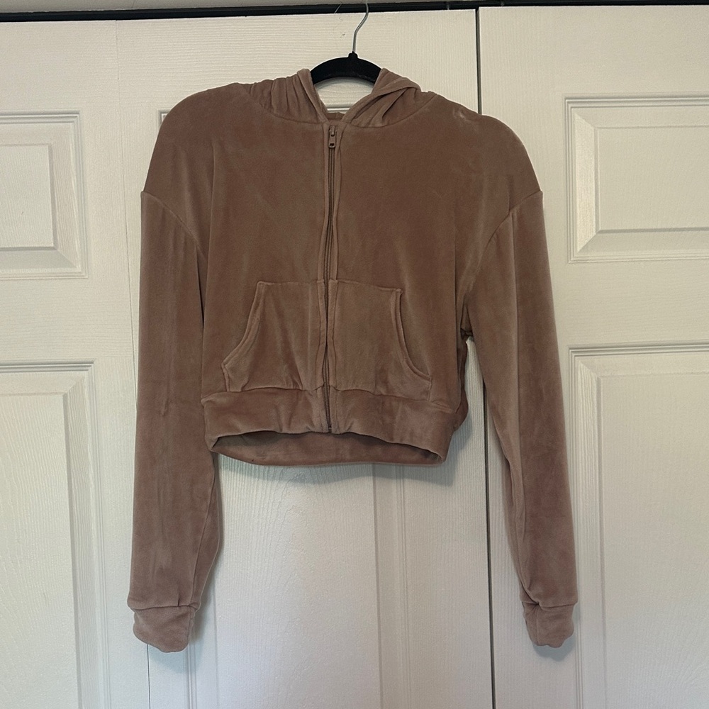 SKIMS Pink Cropped Hoodie Jacket